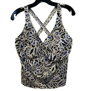 Lands'End Women's Multicolor V-Neck Cross‎ Back Sleeveless Top Size 18DD